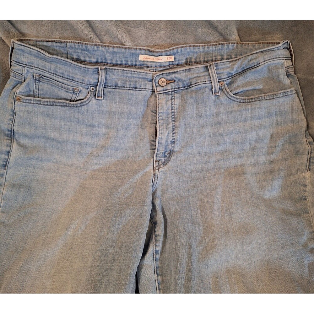 Levis Jeans Womens 22W 414 Light Wash Stretch High Rise Classic Straight - Picture 2 of 12